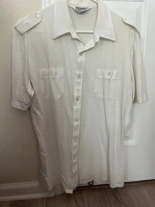 Vintage Manhattan Natur Strick leicht stilvoll Kurzarm Shirt Large Poly Baumwolle - Bild 1 von 7