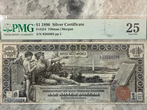 1896 $1 educational silver certificate Fr. 224 PMG VF25 - Picture 1 of 13