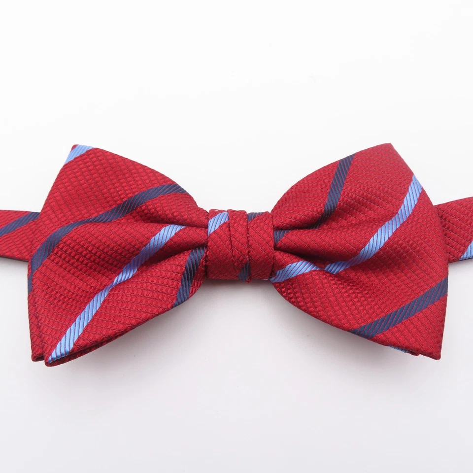 Pajarita Countess Mara roja azul a rayas 3" de ancho pre corbata poliéster Foto 1 de 4