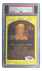 Jim Catfish Hunter Signed 4x6 New York Yankees HOF Plaque Card PSA/DNA D12739 - Picture 1 of 3