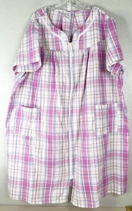 Croft & Barrow 3X Plus durchgehender Reißverschluss rosa kariert Baumwollmischung 42" L Mumu Hausmantel gebraucht, in einwandfreiem Zustand - Bild 1 von 7