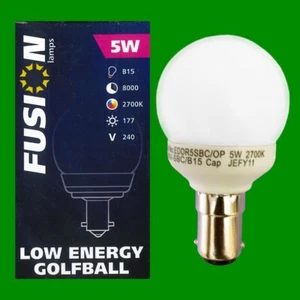 2x 5W Low Energy Power Saving CFL Mini Globe Golf Light Bulbs, SBC, B15 Lamps - Picture 1 of 2