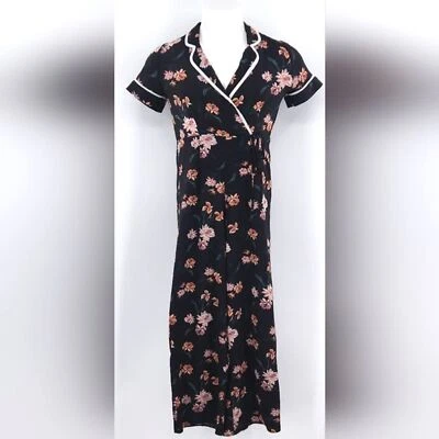 Monteau Jumpsuit Jumper Womens Size Small Dark Florals Black Romantic 90s Retro - Imagem 1 de 4