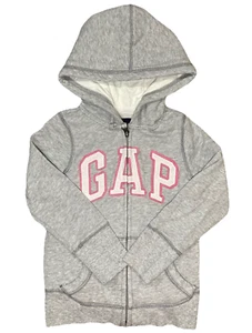 Gap Kids Girls' Size XS (4-5) Logo Zip Hoodie - Gray with Pink - EUC - Picture 1 of 6