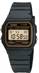 Casio F91WG-9 Men's Classic Black Resin Band Alarm Chronograph LCD Digital Watch - Picture 1 of 9
