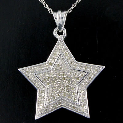 Collar colgante estrella diamante blanco 0,40 quilates con cadena de 18" platino 925 Foto 1 de 4