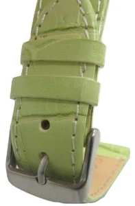 Correa de correa de reloj de punto blanco cocodrilo plano de cuero genuino delgado verde lima de 22 mm - Imagen 1 de 3