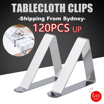 Stainless Steel Tablecloth Clips Desk Table Cloth Cover Clamps Holder Party Wed - image 1 of 4