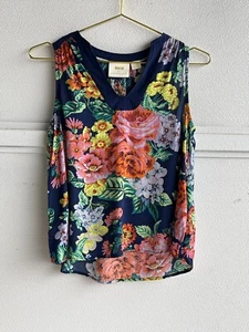 Anthropologie Maeve melierter ärmelloser Pullover Tanktop blau geblümt Damen 4 - Bild 1 von 8