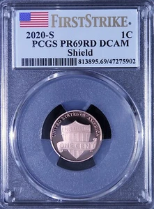 2020 S LINCOLN SHIELD PR69RD DCAM 1C First Strike Flag Label - Picture 1 of 2
