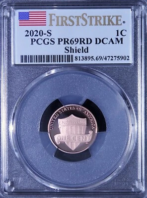 2020 S LINCOLN SHIELD PR69RD DCAM 1C First Strike Flag Label - Image 1 of 2