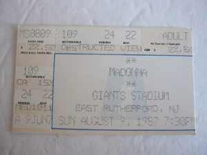 Madonna Konzert, Giants Stadium, Ticket Stub, 9. August 1987 - Bild 1 von 2
