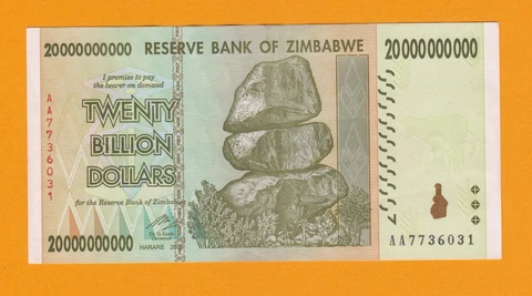 1 Zimbabwe 20 Billion banknote 2008, P-86 AU/UNC Authentic trillion series Cover