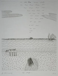 Alekos/Alecos Fassianos (Greece), Orig.-Radierung 1996, signiert, e.a., la plage - Bild 1 von 5