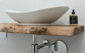 Mensolone top Sospeso per Lavabo Design in pino massello arredo bagno 70x43x5 - Imagen 1 de 12