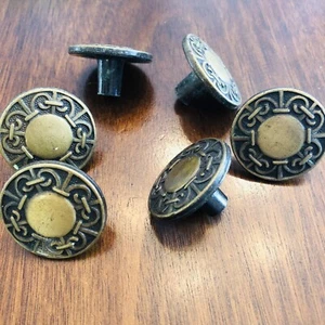 Amerock Renaissance Antique English 1 3/8" Round Cabinet Knob Pulls Lot of 6 - Picture 1 of 6