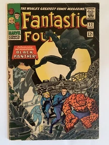FANTASTIC FOUR #52 1.8 GD- 1966 1ST APPEARANCE OF BLACK PANTHER MARVEL COMICS - Picture 1 of 16