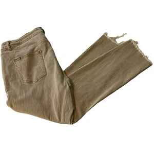 Jeans cortos City Chic Denim Talla 20 Harley tiro medio elásticos dobladillos crudos rectos camel - Imagen 1 de 15