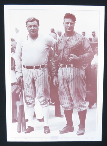 Babe Ruth Lou Gehrig New York Yankees MLB Baseball 18x25 B&W Unsigned Poster Cover