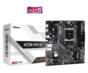 ASRock A620M-HDV/M.2 Socket AM5 AMD A620 DDR5 Gigabit LAN micro ATX Motherboard - Picture 1 of 6