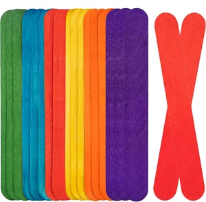 100 Count 6 Inch Jumbo Colored Wooden Craft Sticks Large Colored Popsicle Sticks - Picture 1 of 8