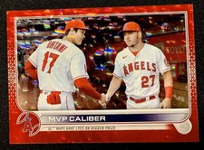 2022 TOPPS UPDATE RED FOIL MIKE TROUT SHOHEI OHTANI MVP CALIBER /199 Angels