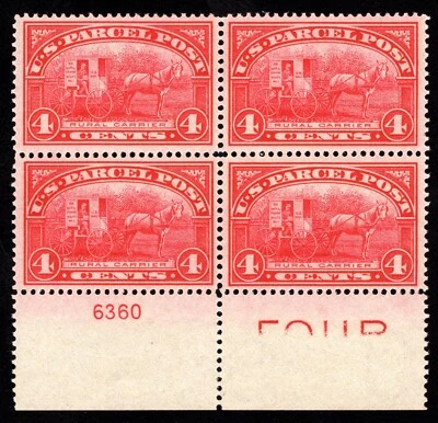 MOMEN: US STAMPS #Q4 PARCEL POST PLATE BLOCK MINT OG NH VF PSE CERT LOT #89714 - Image 1 of 3