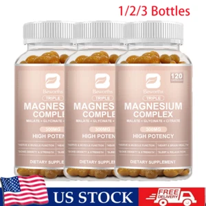 120 Capsules Triple Magnesium Complex, 300mg of Magnesium Glycinate Malate - Picture 1 of 12