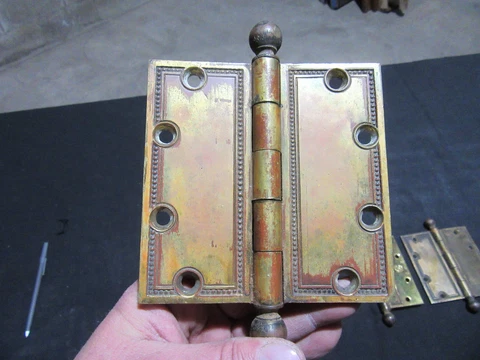 ~ 3 ANTIQUE 5 X 5 BRONZE HINGES YALE & TOWNE ~ ARCHITECTIRAL SALVAGE Cover