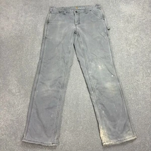 Carhartt Jeans Womens 30x30 Grey Canvas Lined Carpenter Workwear Trousers Lady - Picture 1 of 10
