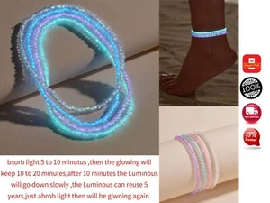 MIRACLE GLOW BEAD STRETCHY ANKLE BRACELET ANKLET COLOURS AVAILABLE - Picture 1 of 10