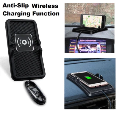Fast Wireless Phone Charger Charging Dashboard Mat Pad AntiSkid Grip Holder 15W - Image 1 of 4