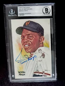 1980's Perez-Steele HOF Postcard Willie Mays BGS AUTO Autographed BAS Giants WS - Picture 1 of 2