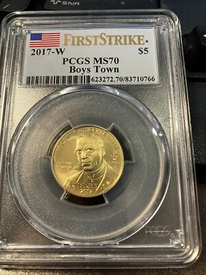 2017 Boys Town First Strike $5 Gold Coin PCGS MS70 - Image 1 of 4