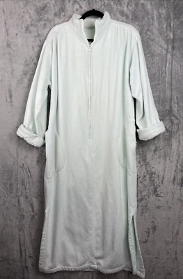 Garnet Hill халат дом пальто женщин большой зеленый хлопок половина молнии винтажный США недостаток - Изображение 1 из 4