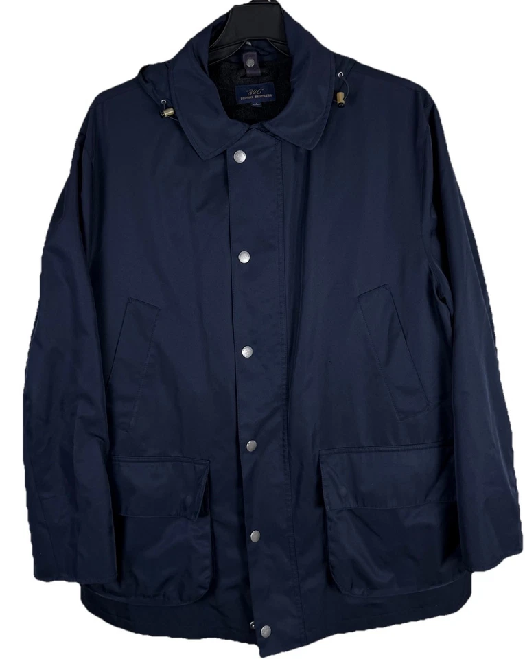 Brooks Brothers 346 Men’s L Navy Blue All-Weather Coat Parka Wool Blend Liner - Image 1 of 4