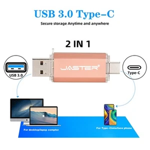TYPE-C USB 3.0 Flash Drive 128GB Free Custom Logo Memory Stick Drives Storage - Afbeelding 1 van 28