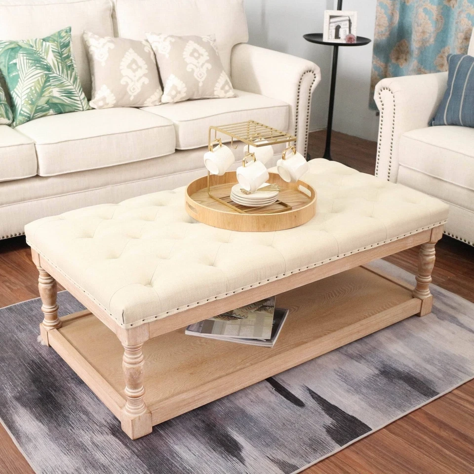 Tubbs 48-inch Tufted Cocktail Shelved Ottoman - Image 1 of 4