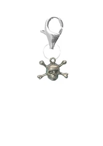 wa Pirate Skull & Crossbones Pewter charm fitted to 925 sterling lobster clasp - Picture 1 of 1
