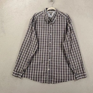 Camisa Eddie Bauer Para Hombre XXL Azul Marrón Blanco Calce Relajado Sin Arrugas Abotonada - Imagen 1 de 12