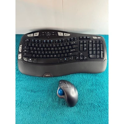 Logitech Wireless Ergonomic Trackball M570 Mouse & K350 Keyboard w Uni Receiver - Image 1 of 4