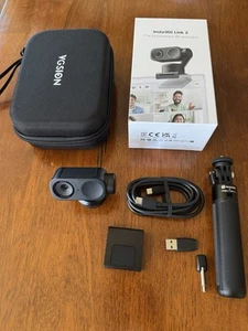 Insta360 Link 2 4K Webcam - AI, Gimbal, Looks & Works GREAT +Tripod +Case +USPS - Photo 1/11