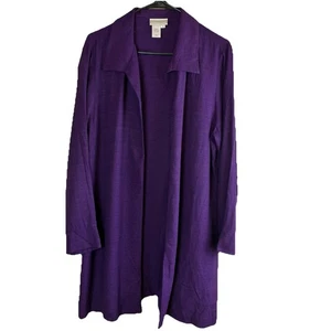 Coldwater Creek Women’s Purple Linen Look Open Front Jacket Size Petite Large - Picture 1 of 4