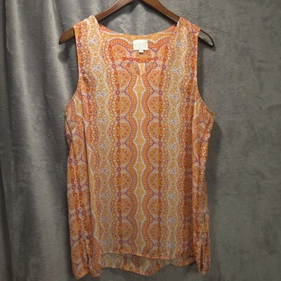 VIOLET + CLAIRE женщин оранжевый пейсли блузка без рукавов размер большой Breezy - Изображение 1 из 4