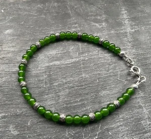 Jade gemstone and silver bead stacking bracelet, hallmarked silver BNWOT - Picture 1 of 7