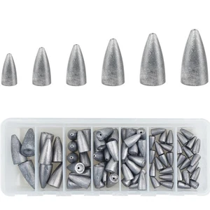 Bullet Sinkers Fishing Weights Slip Sinkers Kit, 29/83pcs Worm Weights for Ba... - Picture 1 of 9