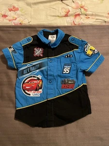 Disney Store Pixar Cars Youth 3 Lightning McQueen Button Up Collar Shirt Rare - Picture 1 of 4