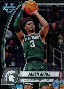 2024-2025 Bowman Chrome U Jaden Akins Black Wave Mich. St. - Picture 1 of 2