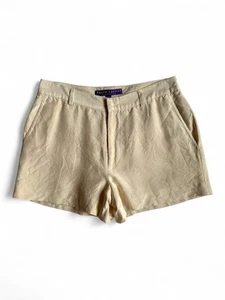 Vintage Ralph Lauren Purple Label Silk Chino Shorts Beige US8 - Picture 1 of 4