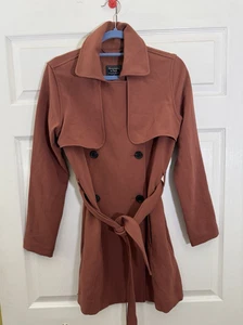 abercrombie & fitch womens belted long coat size small peach color viscose blend - Picture 1 of 7